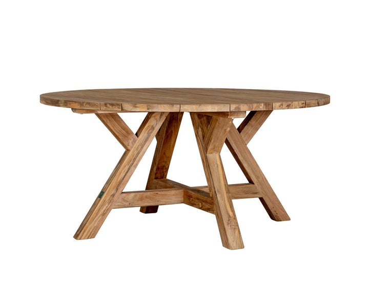 Caturra Teak Round Outdoor Dining Table, Size: 120cm,