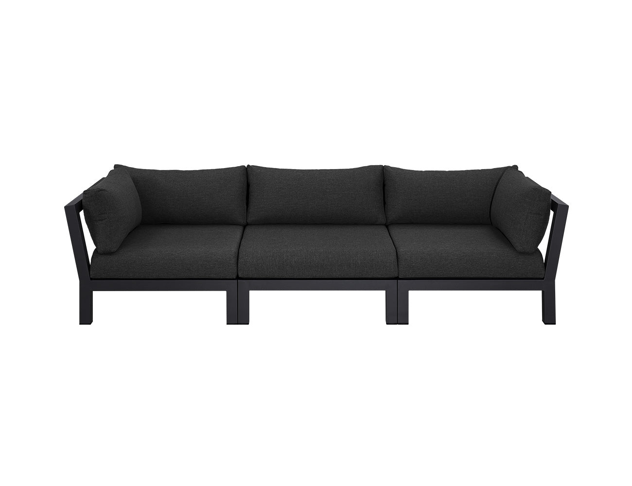 Newport Aluminium Outdoor Armless Sofa Set - 3PCS, Colour: Grey,