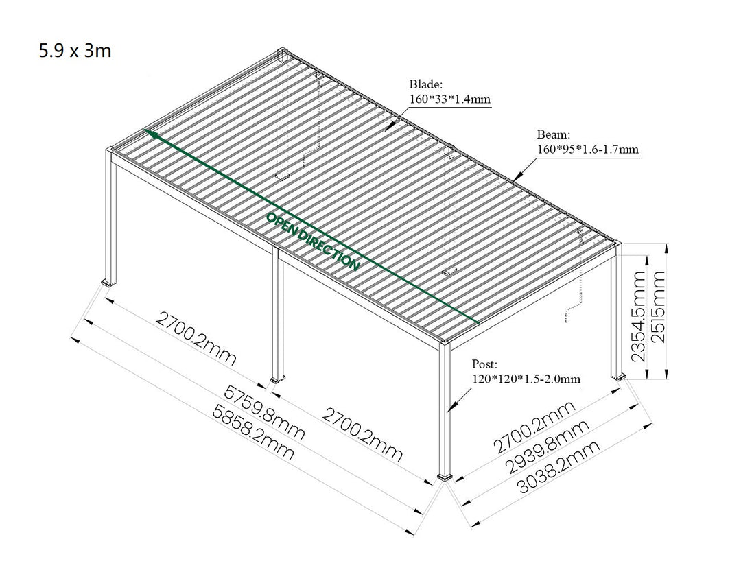 Atlantic Manual Freestanding Louvre Roof