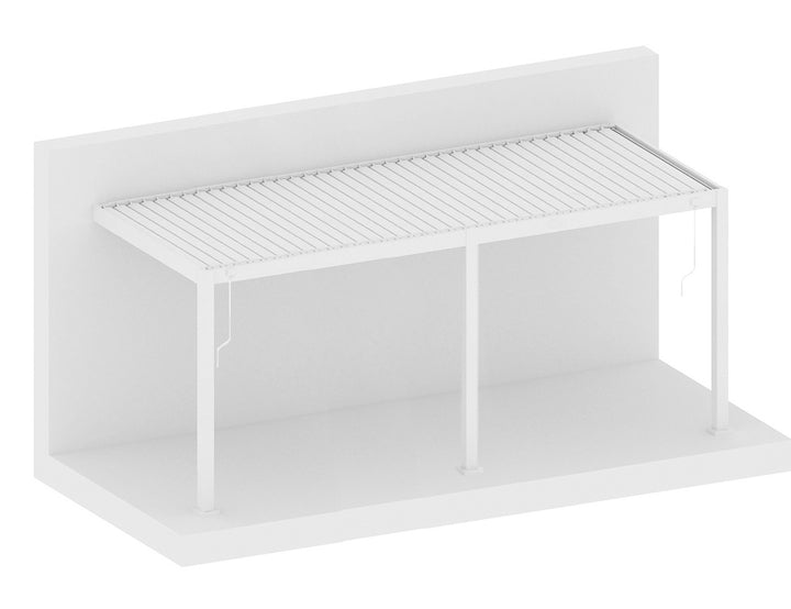 Draft Hekerua Manual Wall Mounted Louvre Roof Aluminium Pergola, Size: 5 x 3m, Colour: White