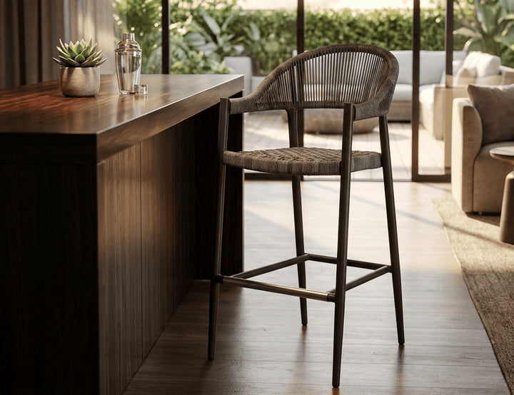 Parakeet Aluminium And Rattan Outdoor Patio Bar Chair