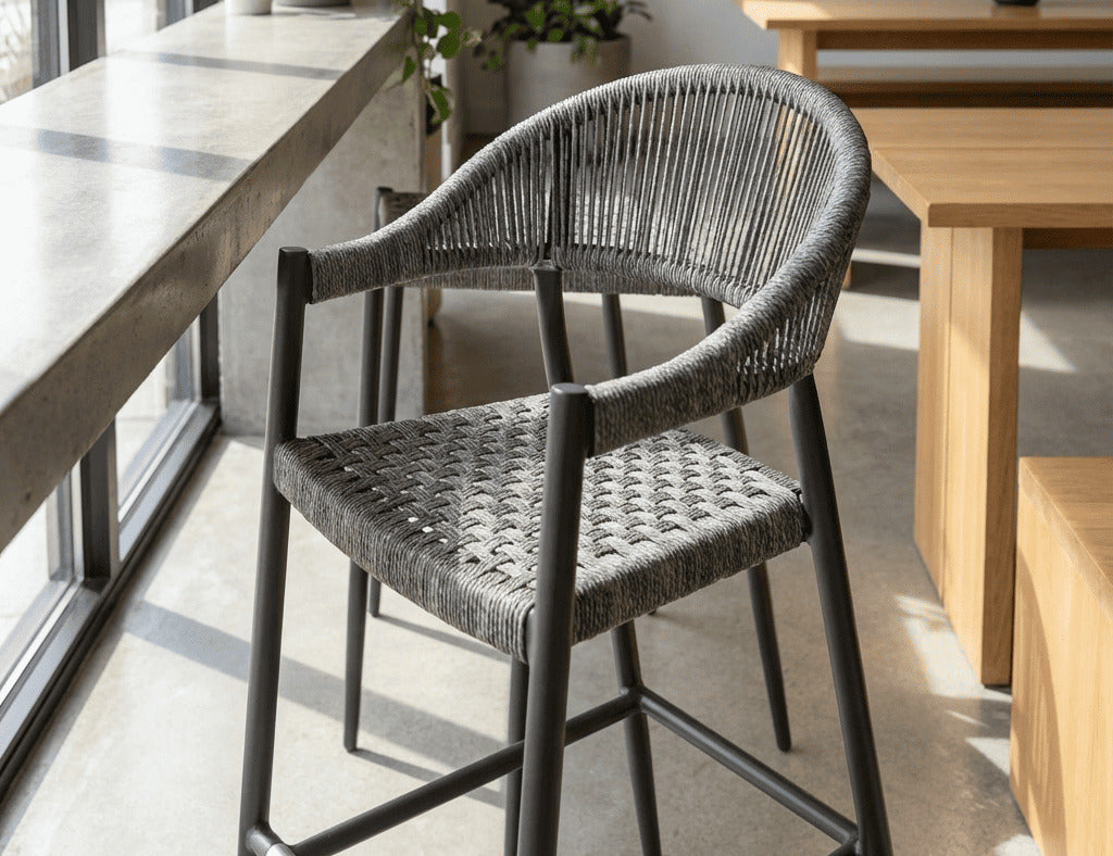 Parakeet Aluminium And Rattan Outdoor Patio Bar Chair
