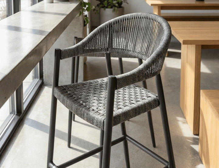 Parakeet Aluminium And Rattan Outdoor Patio Bar Chair