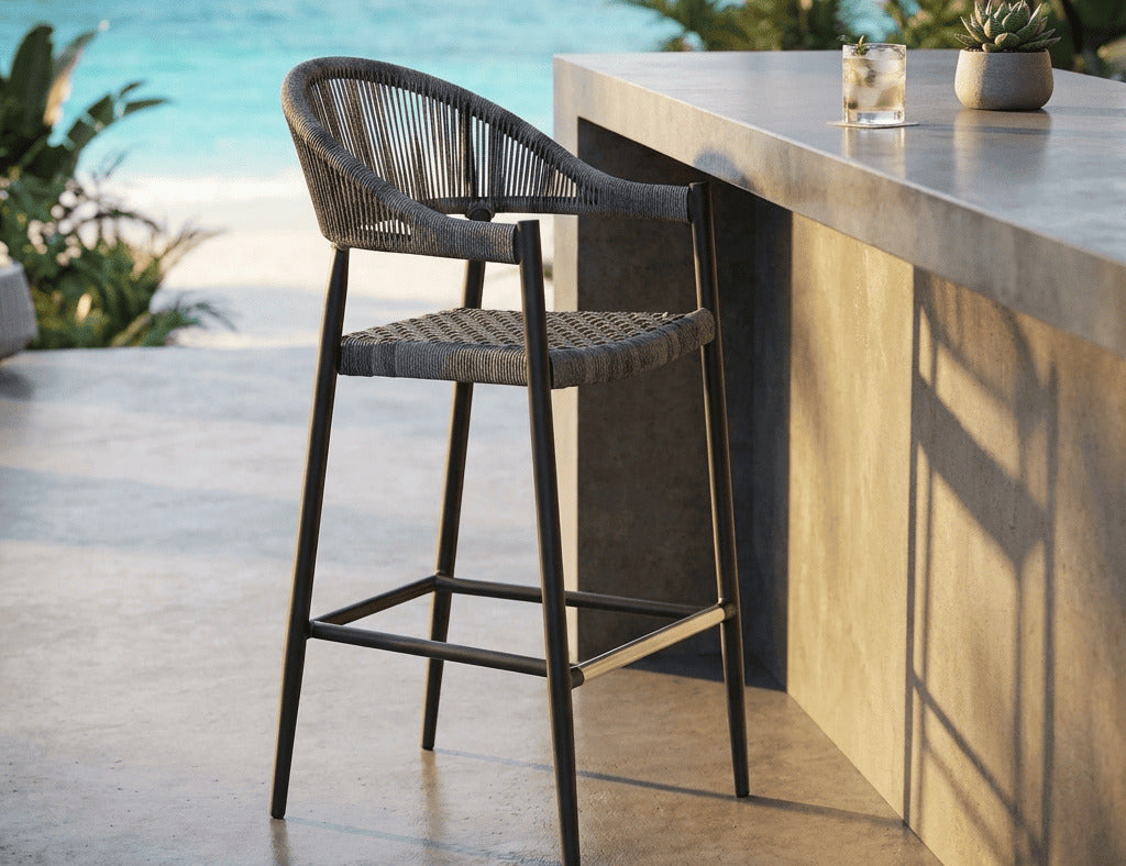 Parakeet Aluminium And Rattan Outdoor Patio Bar Chair