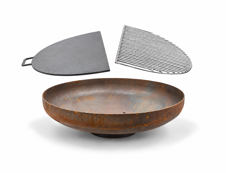 75cm Fire Pit Grill Duo Set