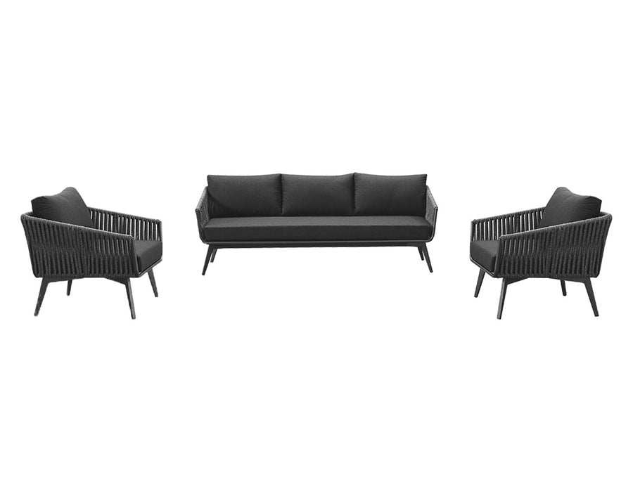 Kereru Aluminium and Rope Outdoor Sofa Set, Colour: Grey
