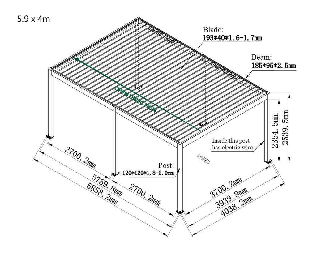 Caribbean Motorised Freestanding Louvre Roof Aluminium Pergola