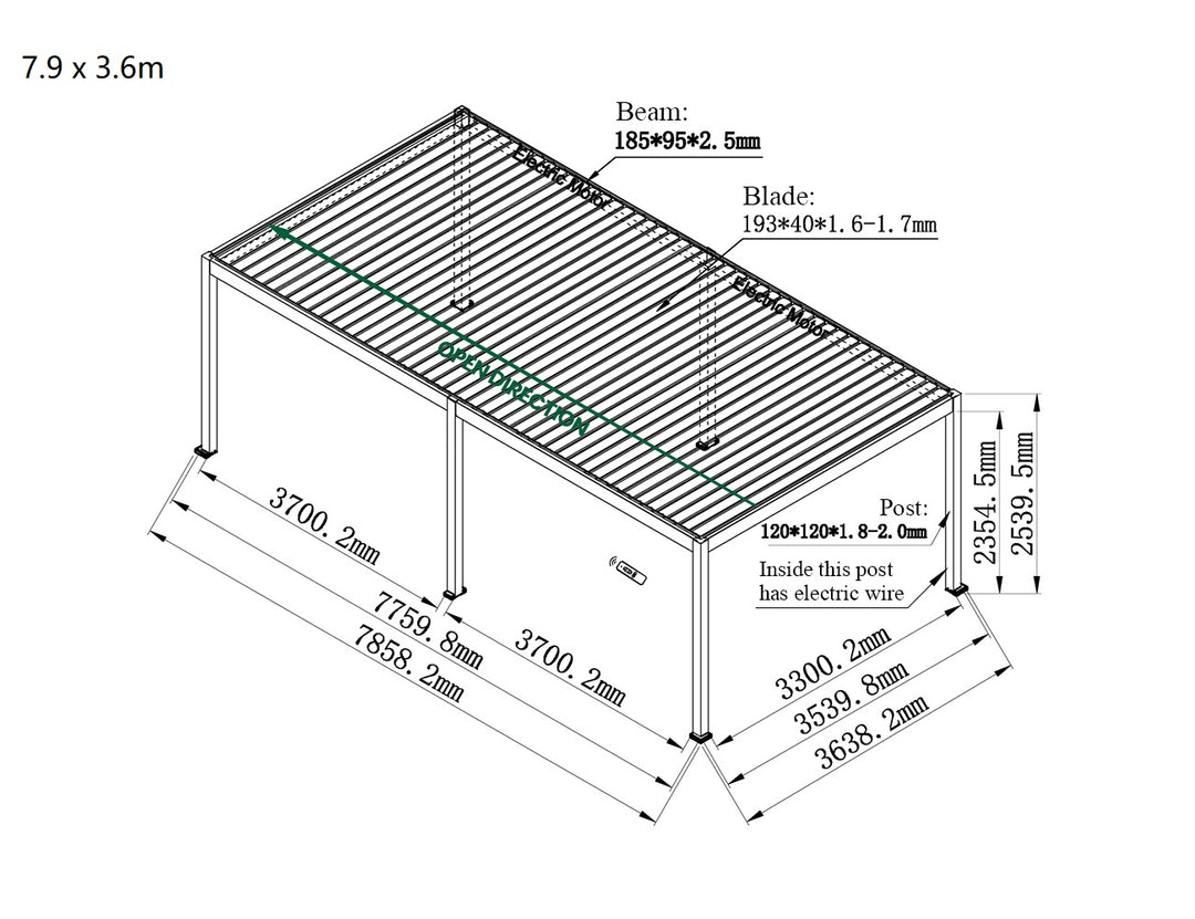 Caribbean Motorised Freestanding Louvre Roof Aluminium Pergola