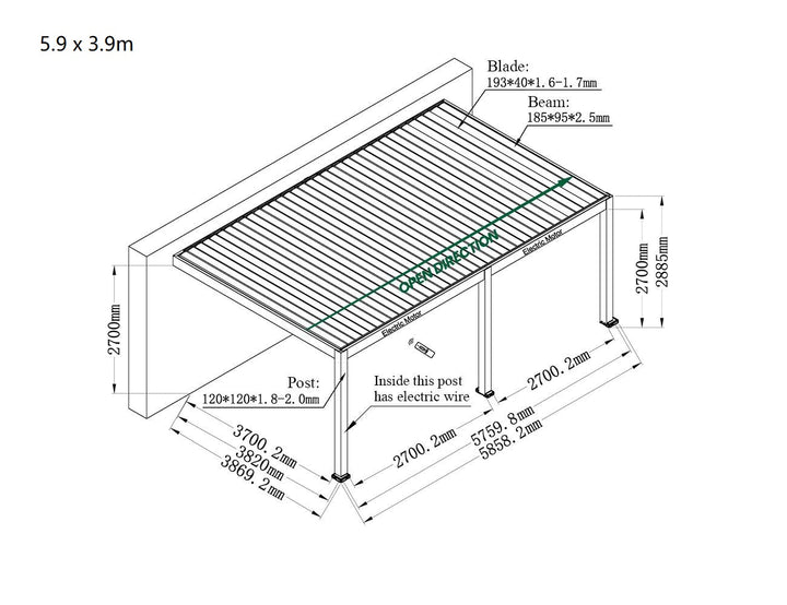 Caribbean Motorised Wall Mounted Louvre Roof Aluminium Pergola