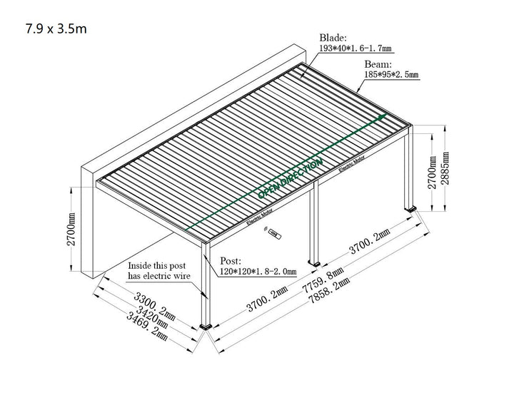 Caribbean Motorised Wall Mounted Louvre Roof Aluminium Pergola