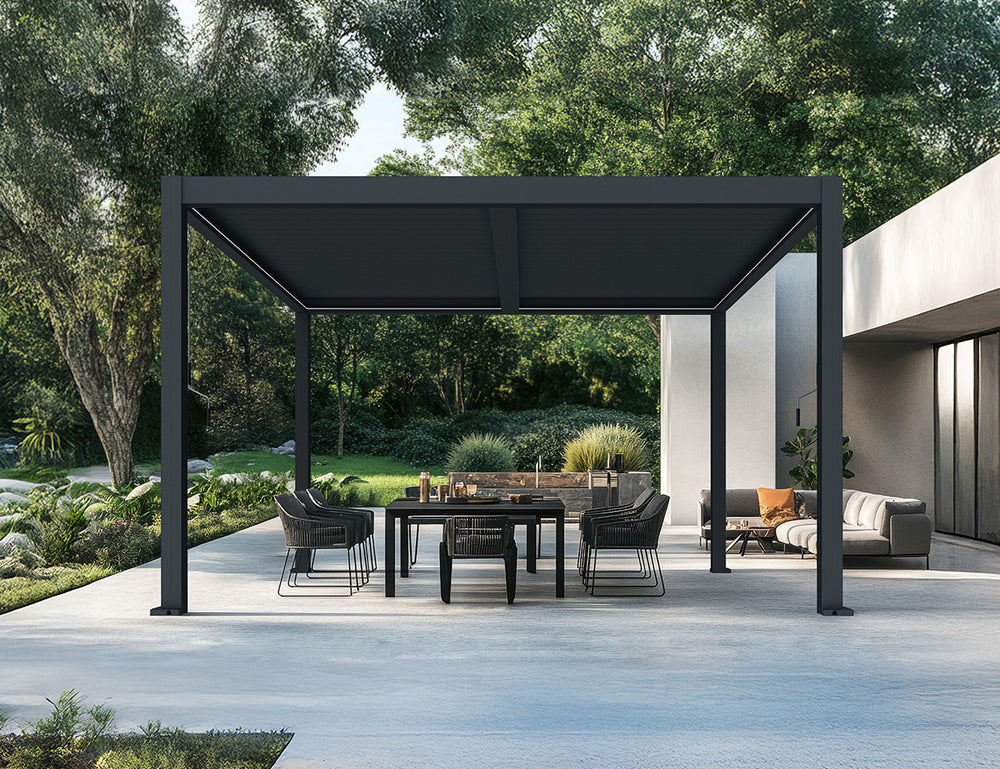 Caspian Manual Freestanding Louvre Roof, Size: 3 x 3m, Colour: Black