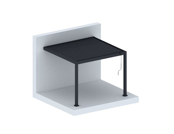 Draft Hekerua Manual Wall Mounted Louvre Roof Aluminium Pergola, Size: 3 x 3m, Colour: Charcoal