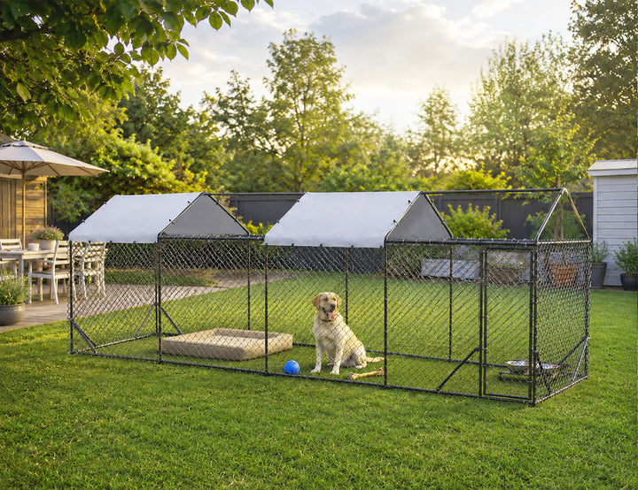 Aegis Outdoor Dog Run With Two Covers - 196x776x230cm