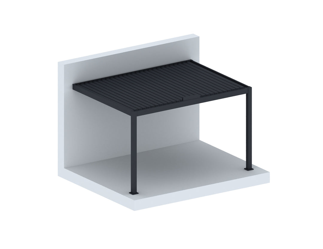 Draft Hekerua Motorised Wall Mounted Louvre Roof Aluminium Pergola, Size: 3 x 3m, Colour: Charcoal