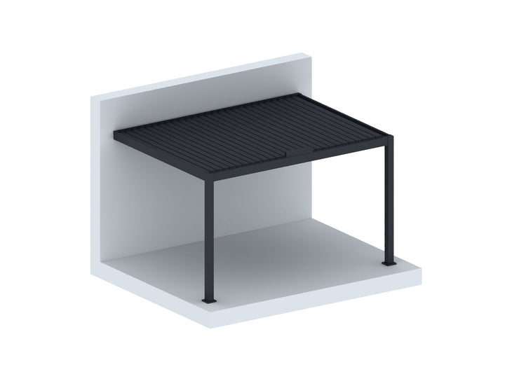 Draft Hekerua Motorised Wall Mounted Louvre Roof Aluminium Pergola, Size: 3 x 3m, Colour: Charcoal