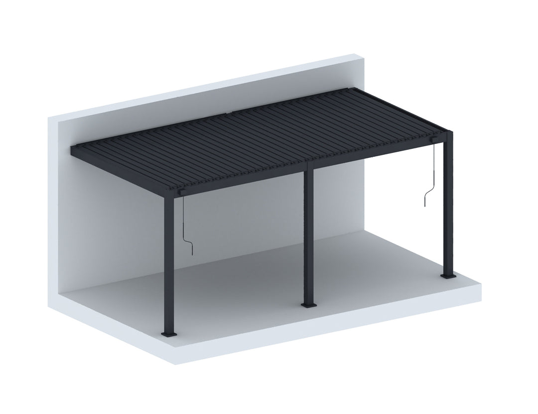 Draft Hekerua Manual Wall Mounted Louvre Roof Aluminium Pergola, Size: 5 x 3m, Colour: Charcoal