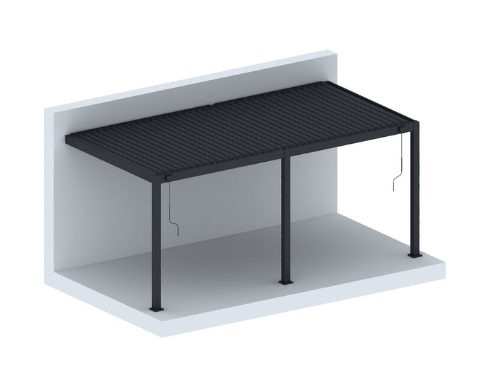Draft Hekerua Manual Wall Mounted Louvre Roof Aluminium Pergola, Size: 5 x 3m, Colour: Charcoal