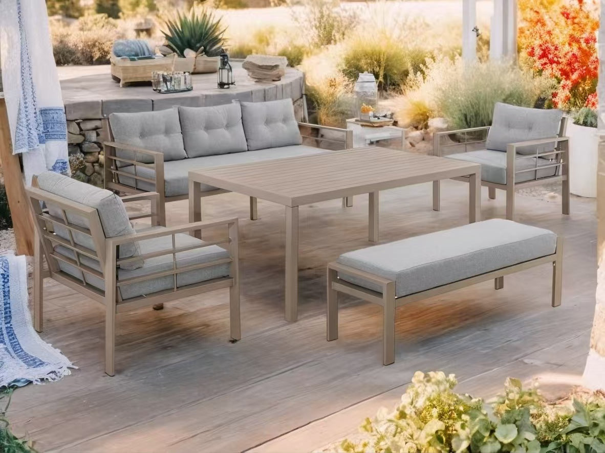 Egret Aluminium Sofa 5pcs/Set, Colour: Champagne,