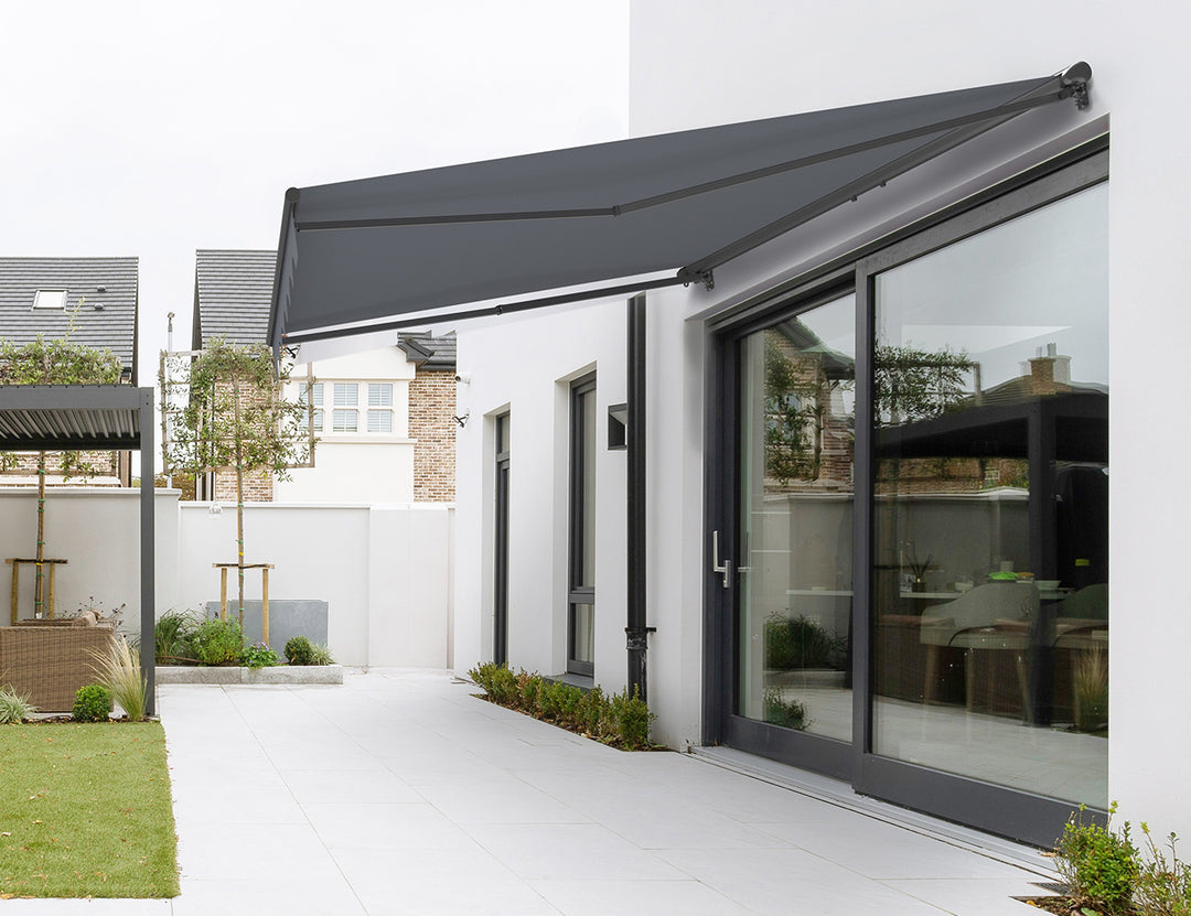 Etna Half Cassette Motorised Retractable Awning(valance removable), Size: 3 x 2.5m, Colour: Dark Grey+Dark Grey