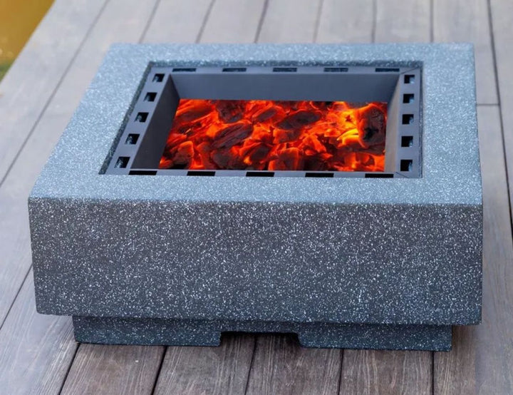 Mgo Square Fire Pit with BBQ Grill Rack, Spark Guard