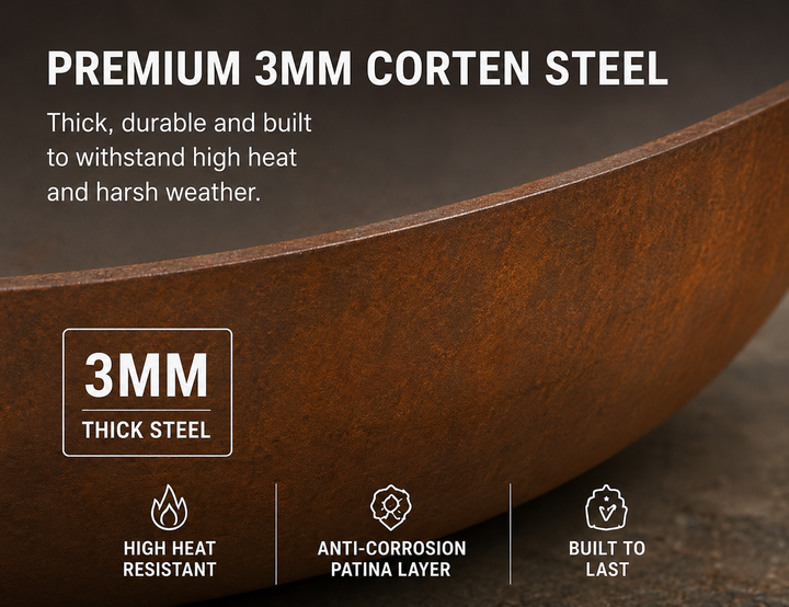 BASIN 80cm Corten Steel Fire Pit Bowl