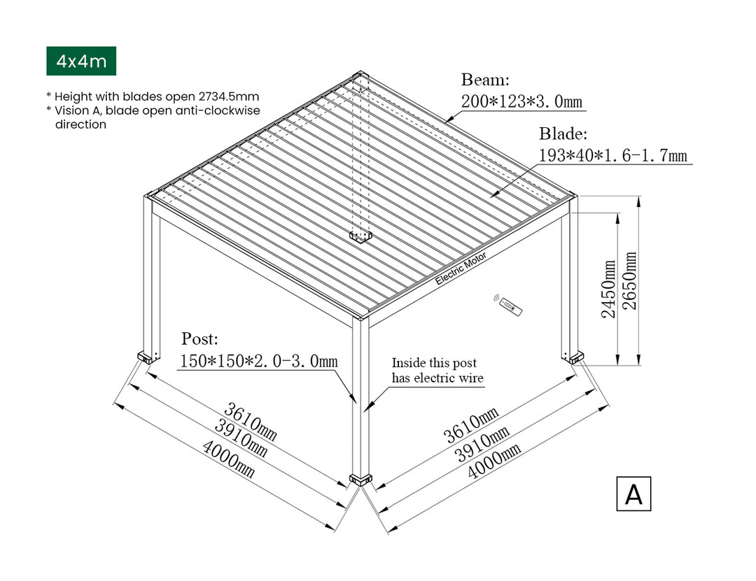 Tasman Motorised Freestanding Louvre Roof