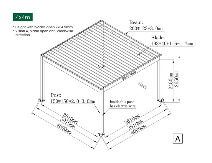 Tasman Motorised Freestanding Louvre Roof