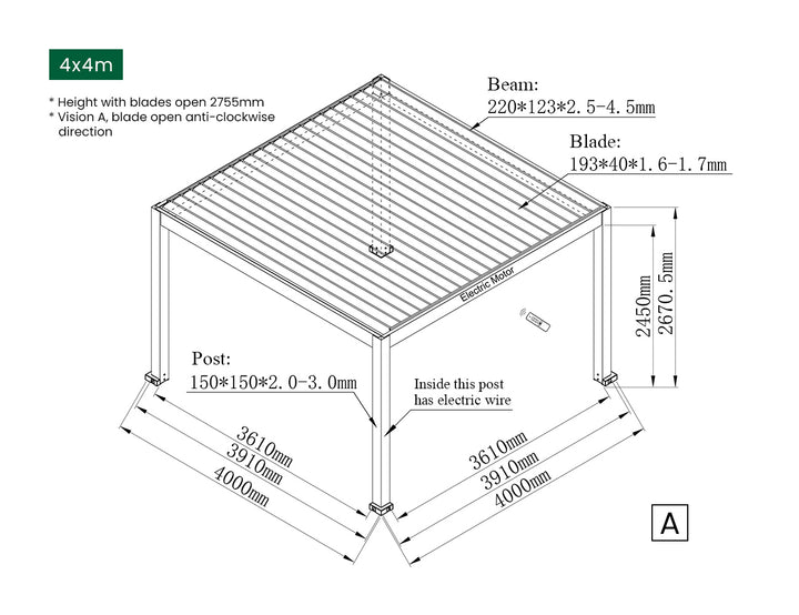 Tasman Motorised Freestanding Louvre Roof