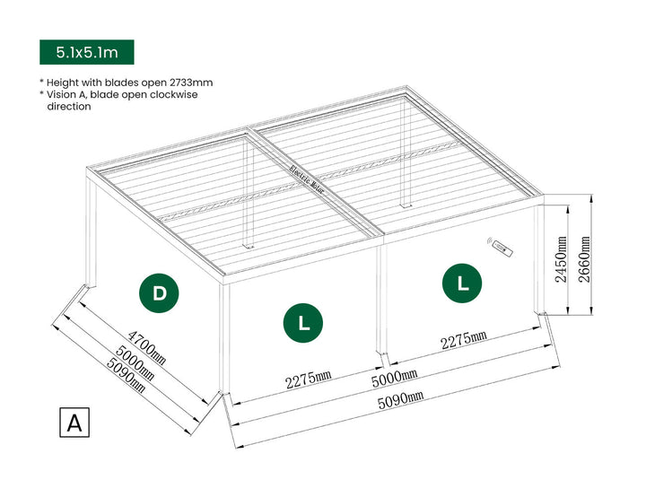 Motorised PVC Blind For Pacific Freestanding Pergola