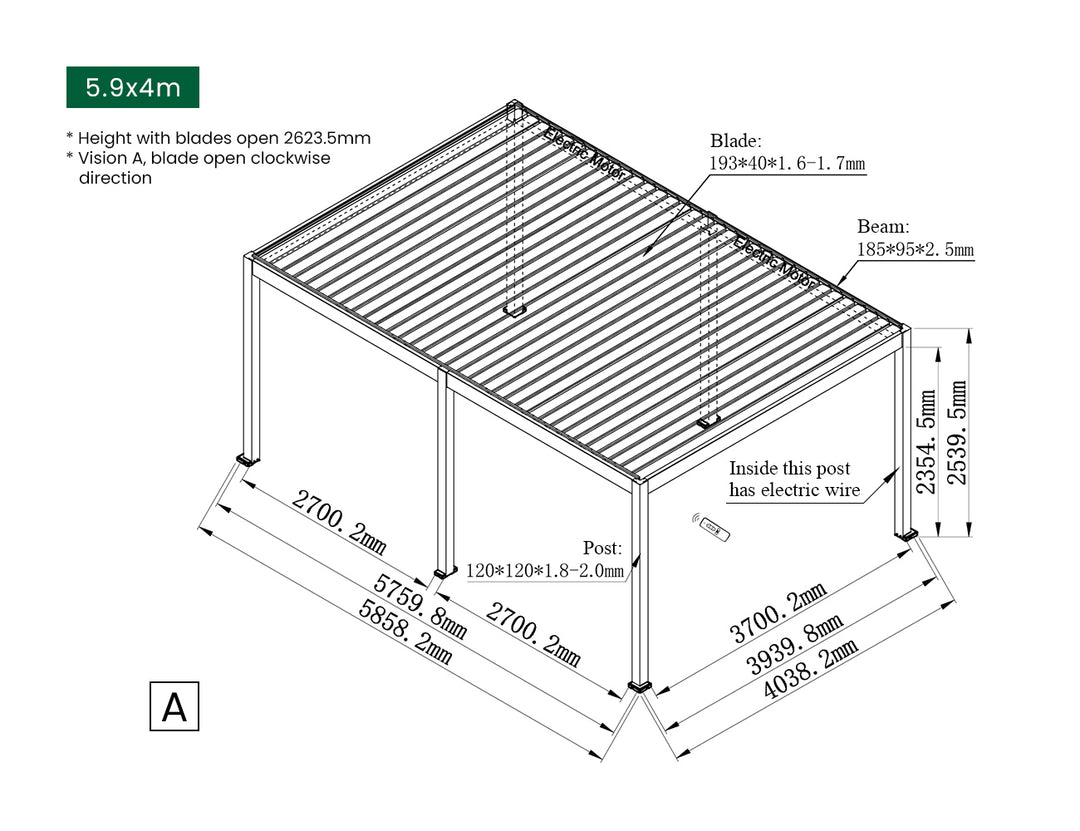 Caribbean Motorised Freestanding Louvre Roof Aluminium Pergola