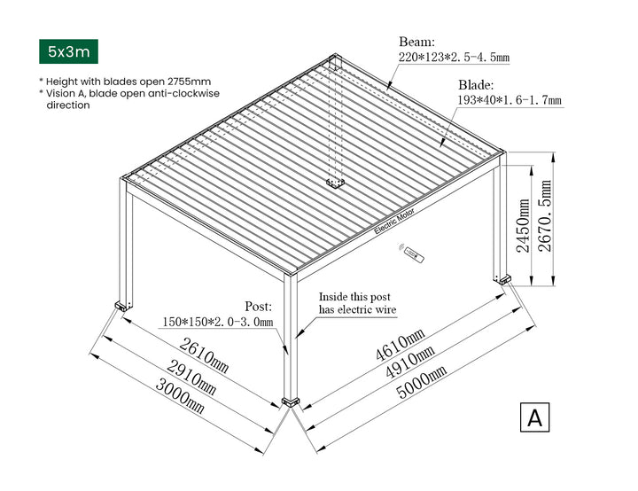 Tasman Motorised Freestanding Louvre Roof