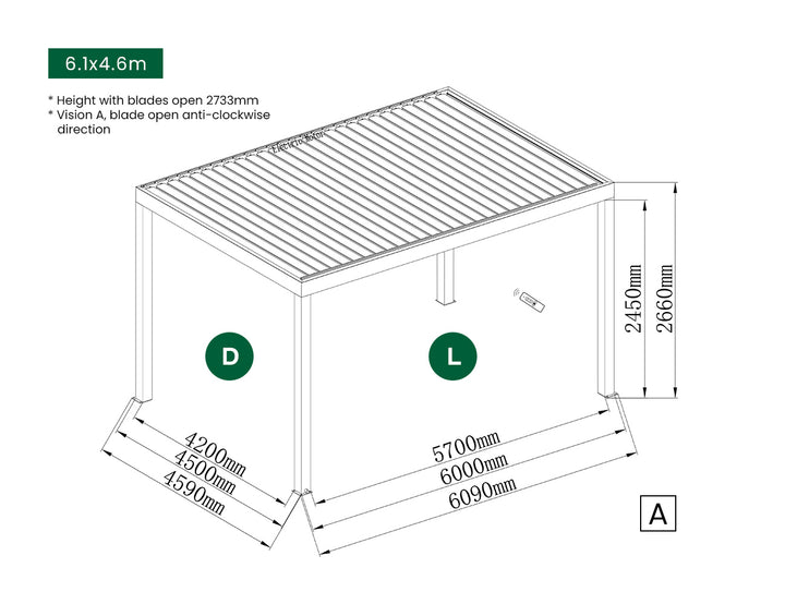 Motorised Blind For Pacific Freestanding Pergola