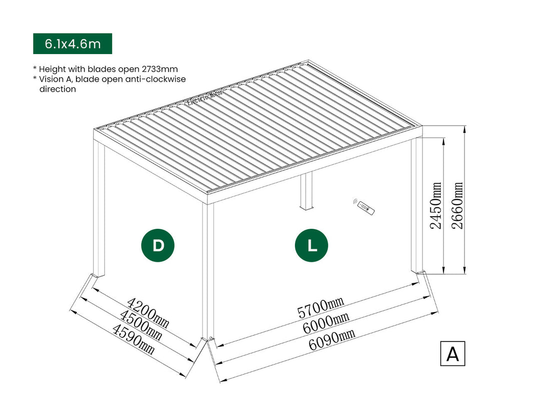 Motorised PVC Blind For Pacific Freestanding Pergola