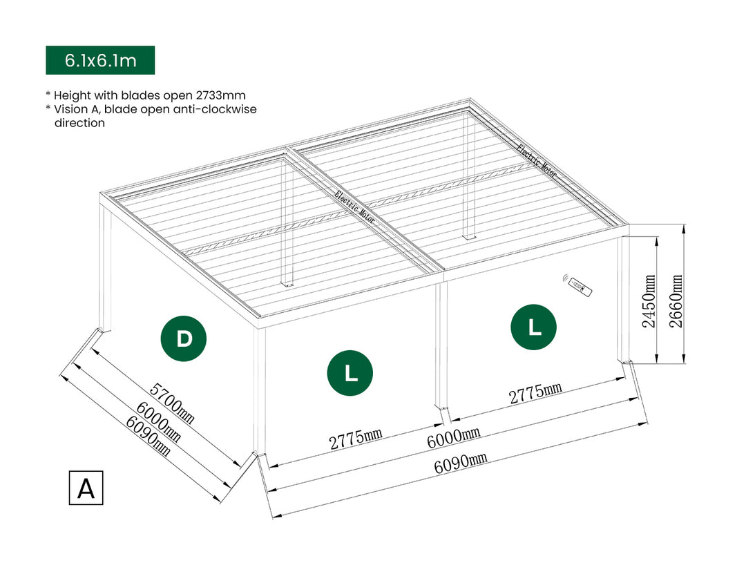 Motorised Blind For Pacific Freestanding Pergola