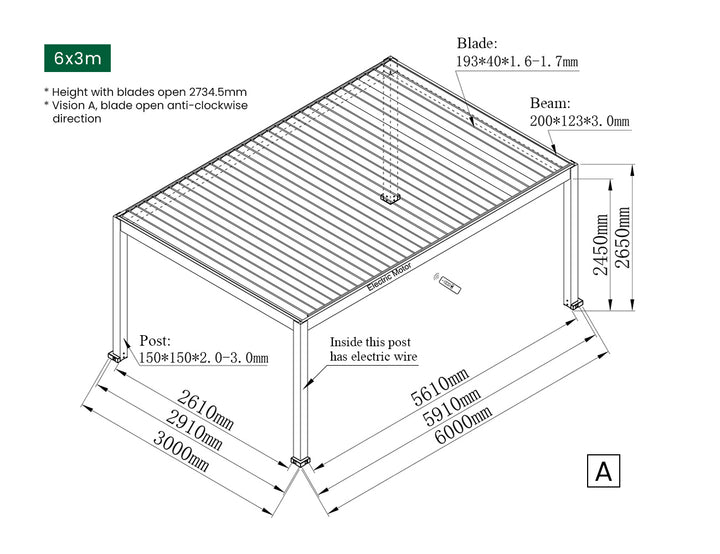 Tasman Motorised Freestanding Louvre Roof