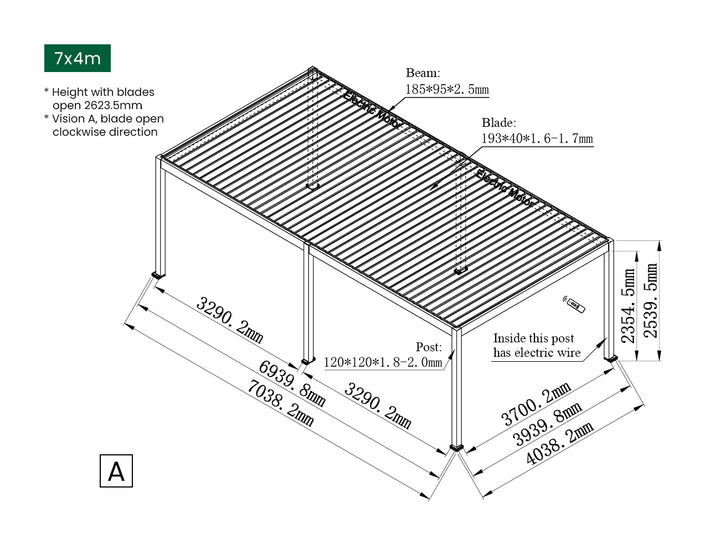 Caribbean Motorised Freestanding Louvre Roof Aluminium Pergola, Size: 4 x 4m, Colour: Black