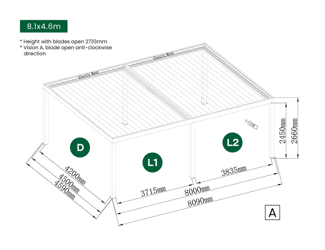 Motorised Blind For Pacific Freestanding Pergola