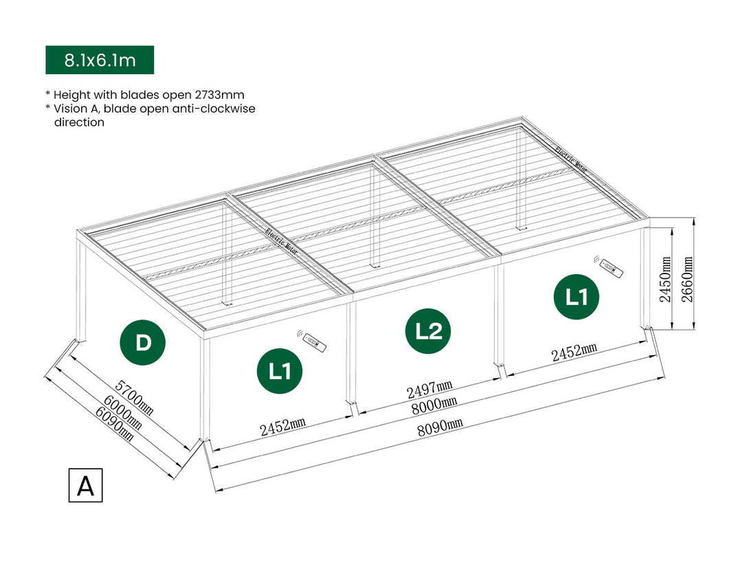 Motorised PVC Blind For Pacific Freestanding Pergola