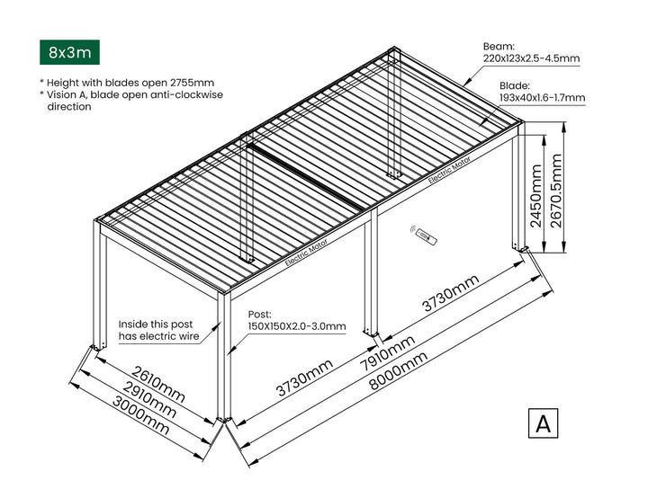 Tasman Motorised Freestanding Louvre Roof