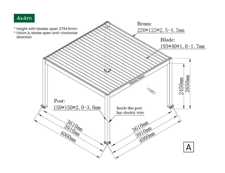 Tasman Motorised Freestanding Louvre Roof