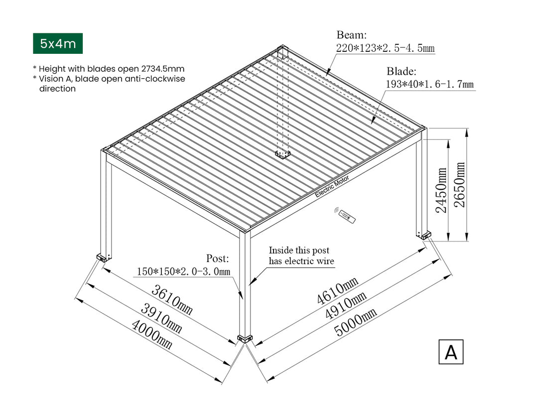 Tasman Motorised Freestanding Louvre Roof