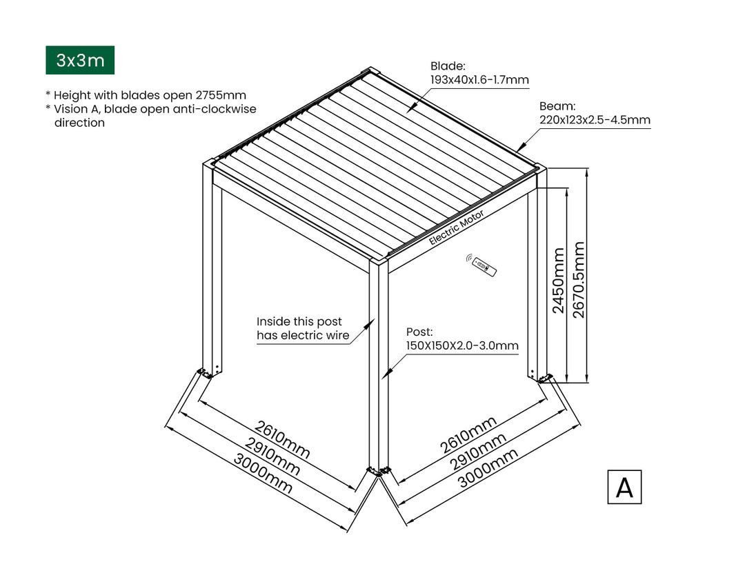 Tasman Motorised Freestanding Louvre Roof