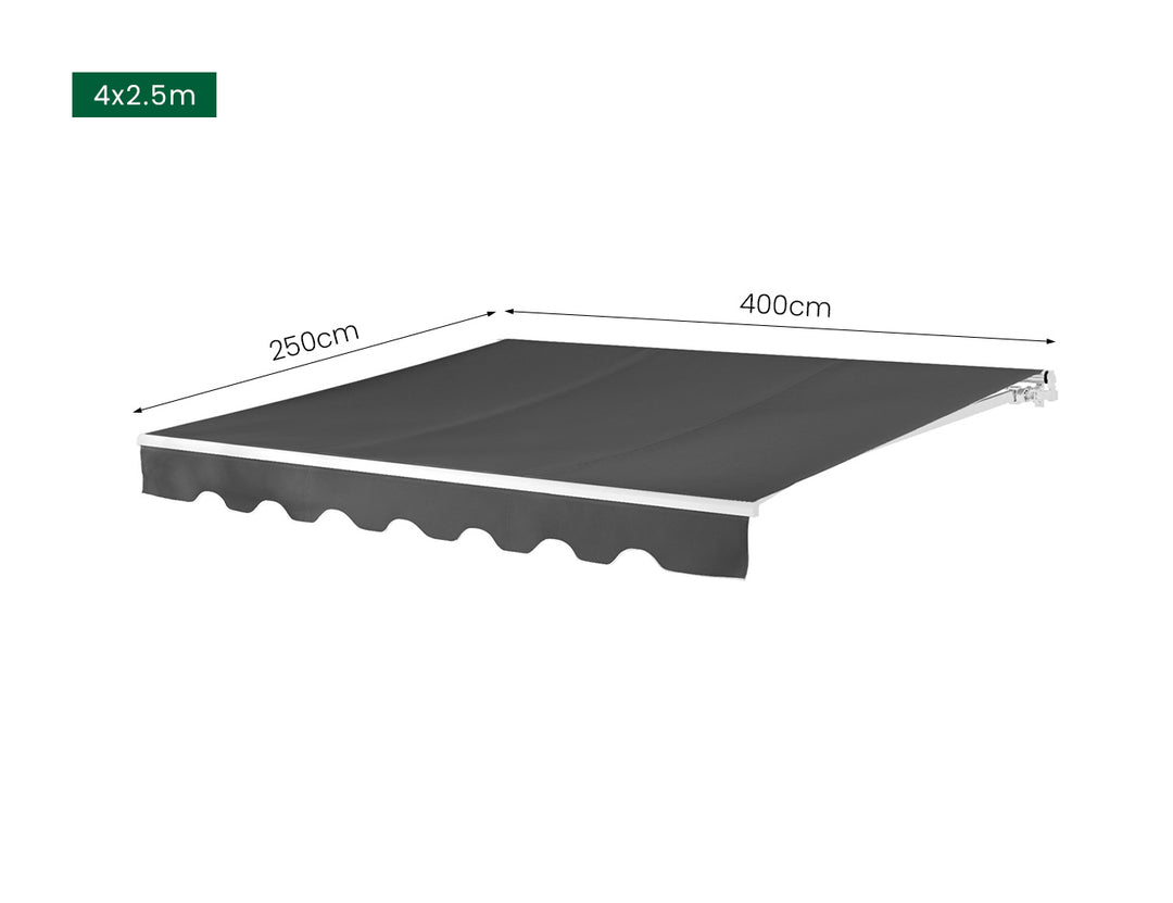 Fuji Manual Retractable Awning(valance removable), Size: 3 x 2.5m, Colour: Dark Grey