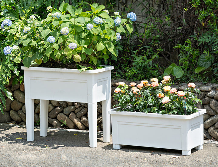 Self Watering Raised Garden Bed Outdoor Planter With Cover - White