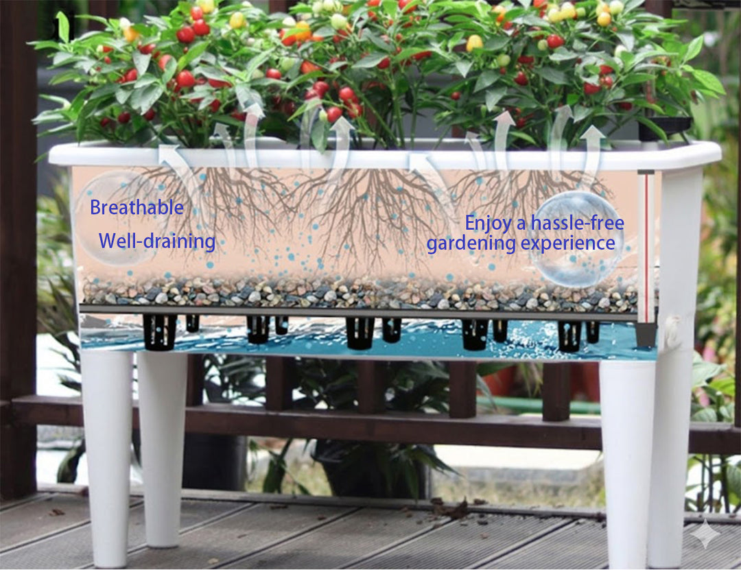 Self Watering Raised Garden Bed Outdoor Planter With Cover - White