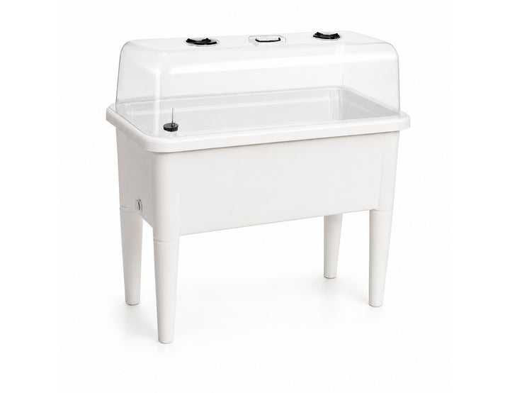 Self Watering Raised Garden Bed Outdoor Planter With Cover - White