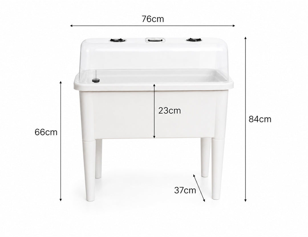 Self Watering Raised Garden Bed Outdoor Planter With Cover - White