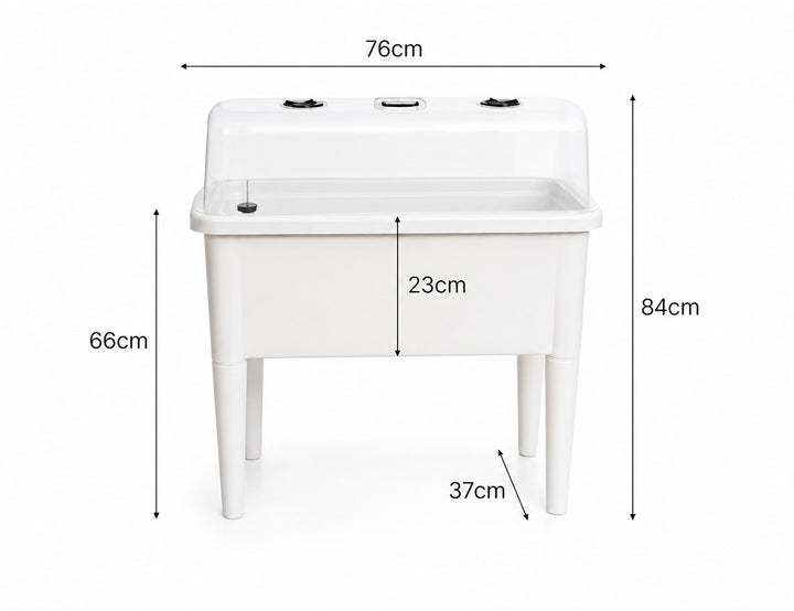 Self Watering Raised Garden Bed Outdoor Planter With Cover - White