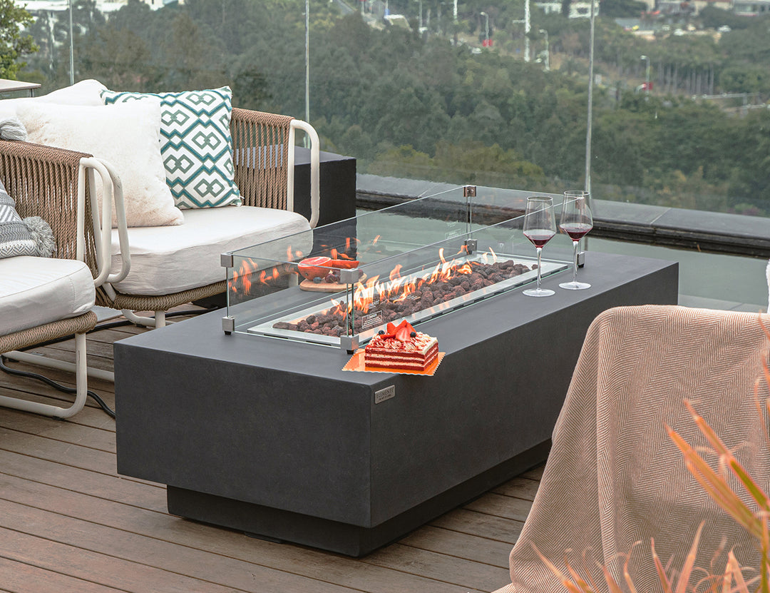 Rectangle Fire Pit Glass Wind Guard -112.6 X 35.6 X 18cm