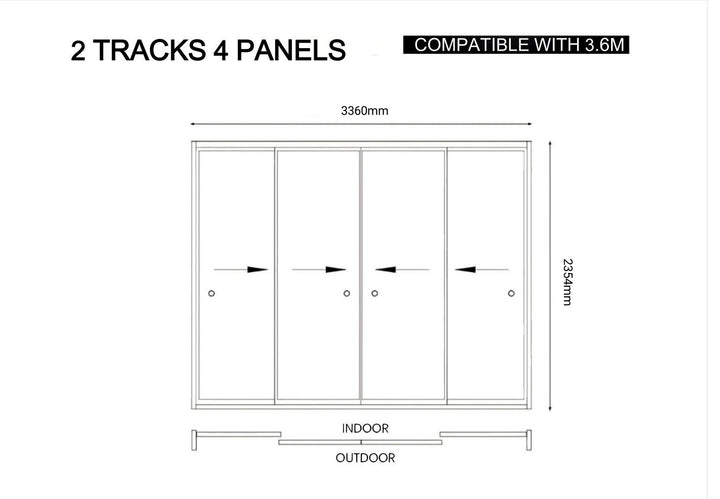 Baltic Freestanding Pergola Frame Glass Sliding Door, Size: 2.6m, Colour: Charcoal